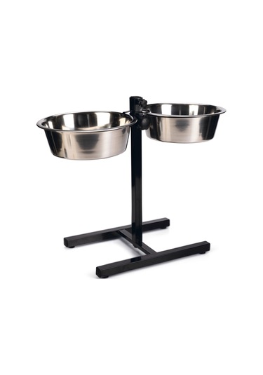 Beeztees Köpek İkili Mama Su Kabı, Ayaklı, Paslamaz Çelik, 28cm, 2x4,5l