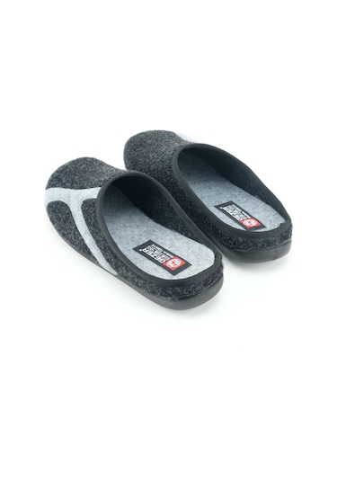 Gezer Kışlık Erkek Pu Alt Taban Çıkarılabilir İç Tabanlıklı Keçe Ev Bahçe Terlik Antrasit