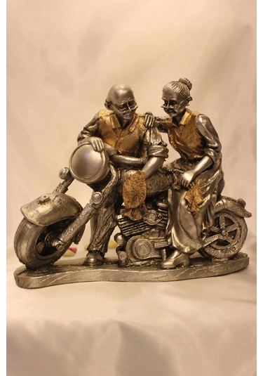 Motorlu İhtiyar Delikanlı Sevgili Çift Gümüş