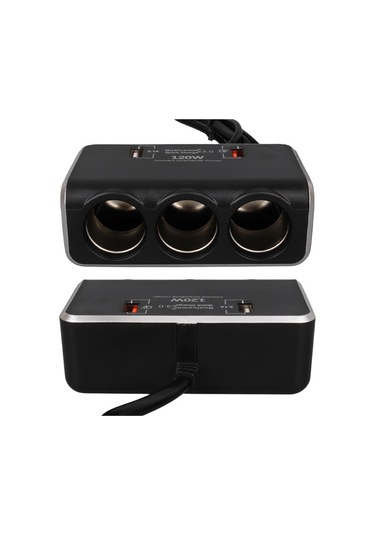 Olesson 1639 12-24v 3lü Çift Usbli 120w 80cm Kablolu Dijital Ekranlı Araç Çakmak Çoklayıcı