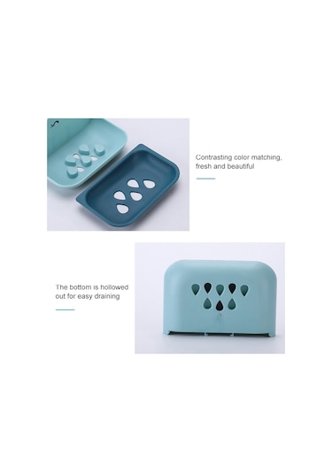 Bulut Sabun Kutusu Tuvalet Yaratıcı Duvara Monte Banyo Tuvalet  Punch Çift Katmanlı Drenaj Rafı Açık Mavi