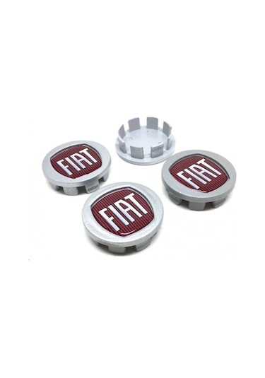 Fiat  Tip Geçme Jant Göbeği Gri Kırmızı 4'Lü 42Mm