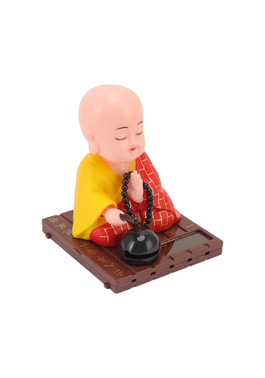 Shineyee Güneş Enerjili Otomatik Keman Çalan Küçük Rahip Figürü - Ev Ofis Araba Dekorasyonu Için Şans Ve Bereket Dilekleri Hediyelik Plastik Figür 456-02 Şeffaf Kutu Kırmızı