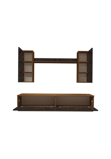 Decoraktiv Eko 5db Mdf Std Tv Ünitesi Tv Sehpası Ceviz - Siyah Mermer