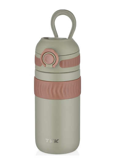 Tkk 450 Ml Yeşil Çocuk Ve Yetişkin Paslanmaz Çelik Termos Matara - Kahve Termosu