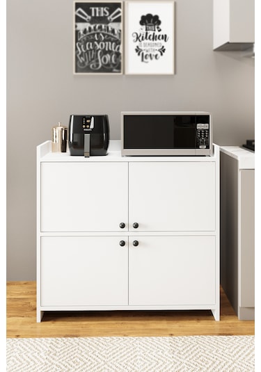 Ae-3060 Forum Beyaz 4 Kapaklı, 4 Raflı, Çok Amaçlı Dolap,ayakkabı