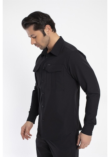 Crozwise Outdoor - Erkek Siyah Spor Gömlek - 7132-10 Siyah