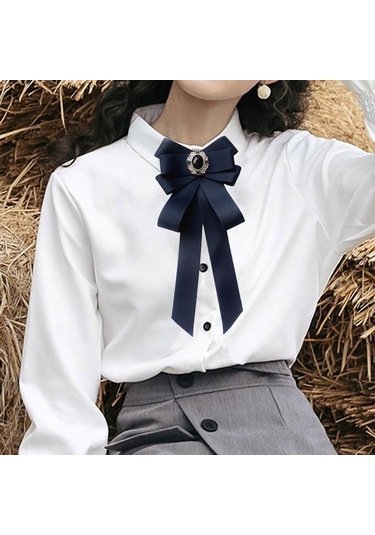 Suntek Kadın Ön Bağlanmış Ilmek Kravatlar Boyun Kravatı Lacivert