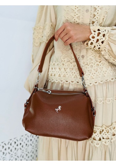 Miami Polo Clup Yumuşak Suni Deri Çapraz Askılı El Çanta Taba