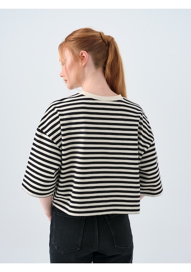 Loose Crop Kadın Tshirt K.kol Siyah