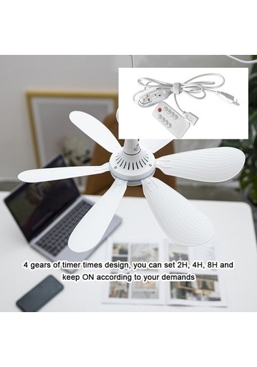 Ebitda Yaprak 5v Usb Tavan Vantilatörü Aksesuar Seti, Kamp Çadırı Hava Soğutucu, Zamanlayıcı Ve Uzaktan Kumanda
