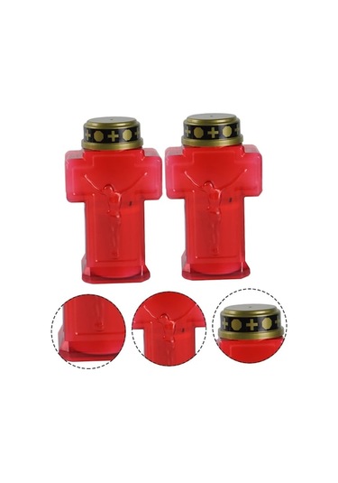 2 Pcs2pcs Güneş Işıklı İsa Çapraz Led Mum - Pille Çalışan Dini Masa Işığı - Plastik Çay Işıkları S Sıcak Beyaz S Sıcak Beyaz
