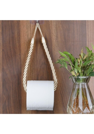 Bej 1 Adet Kağıt Havlu Tutucular Havlu Askısı Banyo Havlu Kancası Rulo Kağıt Havlu Tutucu Havlu Askısı Tuvalet İpi Vermek Çivisiz Bağlantı