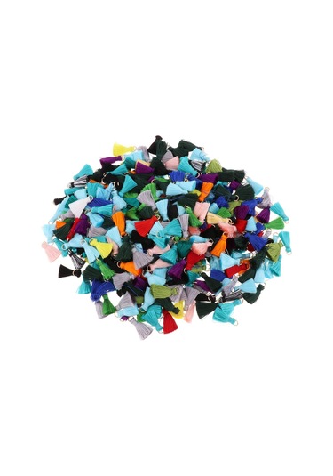 Suntek 100 Paket Polyester Püskül Karışık Renk Dıy Takı Yapımı Zarif W/yüzük