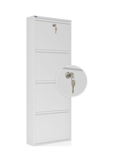 Ceha Kilitli 4'lü Metal Ayakkabılık Kar Beyaz - K.AYK-4 /AB9003/KL