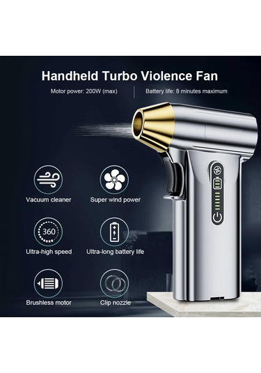 130000 Rpm Mini Turbo Jet Fan Tip-c Şarj Fırçasız Motor El Kanal Fanı Hava Red