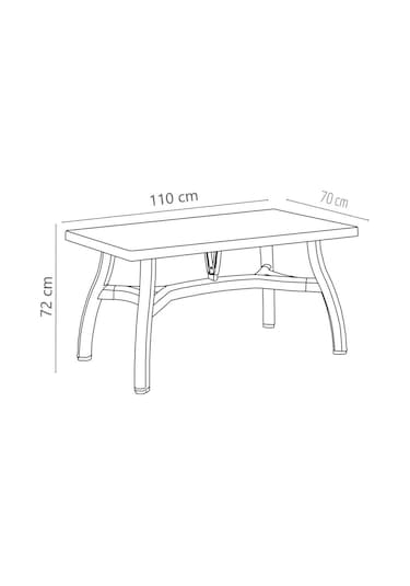 Omnipazar Mt-gf240 Prima Roccia Plastik Dikdörtgen Bahçe Balkon Masa 70x110 Cm Beyaz