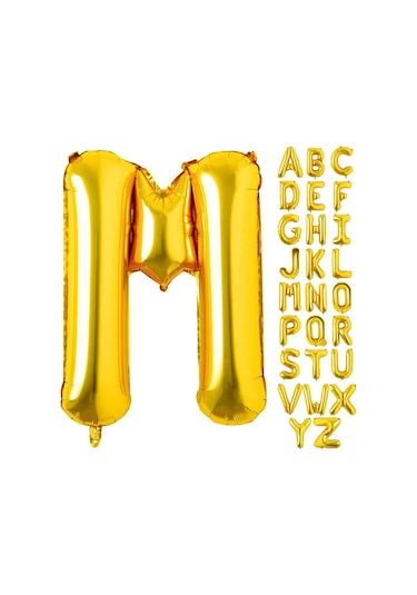 M Harf Gold Folyo Balon16 İnç 36 cm