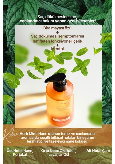 Saç Dökülmelerine Karşı Şampuan Kundal Hair Loss Relief Shampoo 500ml Herb Mint
