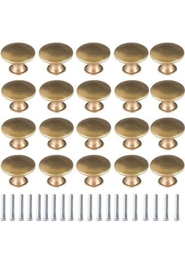 20x Fırçalanmış Altın Vintage Pirinç Kapı Kolu 30 Mm Yuvarlak Mobilya Kolu Ha-xin Diğer