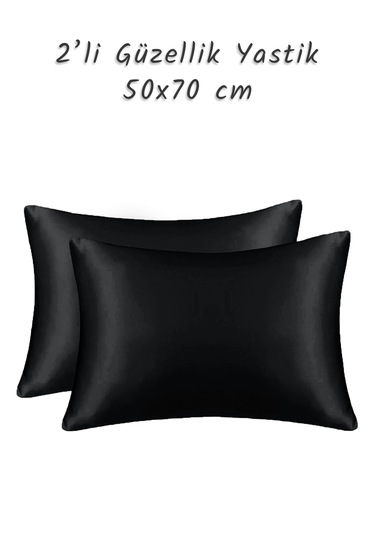 Güzellik Yastığı %100 Ipek Saten 2 Adet Luxury Yastık Kılıfı Siya