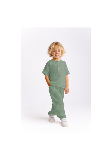 Müslin T-shirt Pantolonlu Takım Çağla Çağla Çağla Yeşili