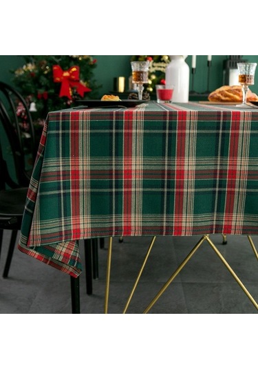 Noel Masa Örtüsü Kumaş Sanatı Amerikan Tarzı Yeşil Izgara High-end Masa Örtüsü Çay Masası Masa Örtüsü