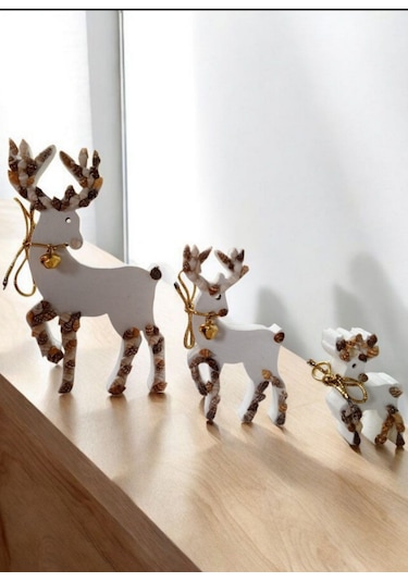 Dekoratif Ahşap Geyik Noel Temalı 15-10-6 Cm