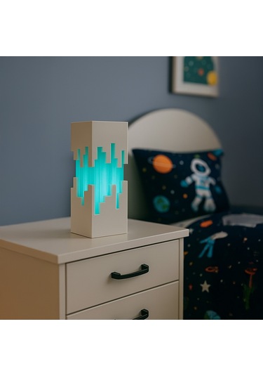 Piksel Tasarımlı Gece Lambası Atmosfer Işık Beyaz