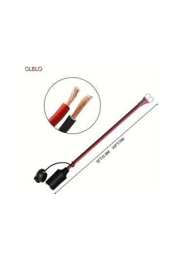 Boatshop1 Clelo Araba Kadın 10ft 3m 12 24v Güç Kaynağı Araba Fişi 14 Awg Kablo 15a Sigorta Ağır Hizmet Dc Fiş Priz Uzatma Terminalli Pil Türü