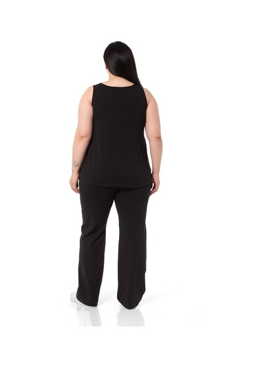 Büyük Beden Penye Siyah Eşofman Takımı-siyah Siyah