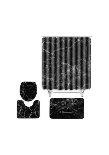 Ulzyvf 4'lü Su Geçirmez Banyo Seti - Duş Perdesi, Klozet Kapağı, Paspas Ve Kaymaz Halı Diğer