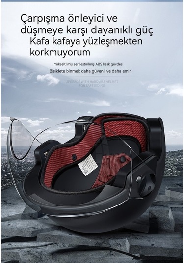 Suofeng Eternal Luck Elektrikli Motosiklet Kaskı - Unisex, Siyah, Şarjlı