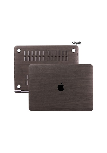 Macbook Air Kılıf 13 İnç Wood01 Eski Usb'li Model 2010-2017 A1369 A1466 İle Uyumlu Siyah