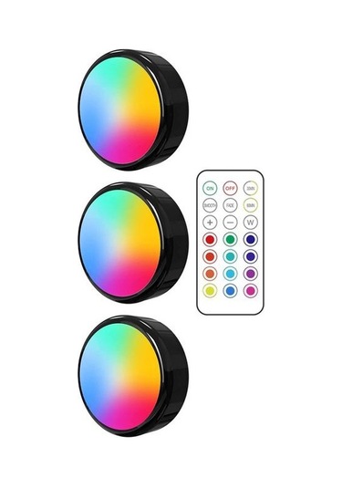 Uzaktan Kumanda Led Puck Işıkları Kısılabilir Rgbw 13 Renk Mutfak Koridor Dolap Dolap Işıkları Dokunmatik Sensör Dekor Gece Lambası 3 Lamba 1 Kontrol