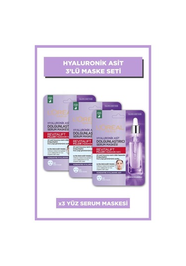 L'Oreal Paris Revitalift Filler Dolgunlaştırıcı Serum Maske 3'lü