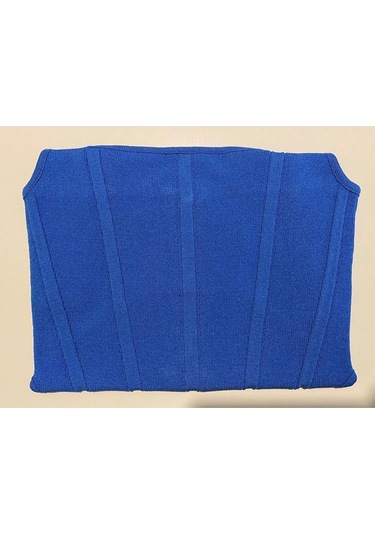 1019 Arkası Fermuarlı Triko Atlet-saks-4193 Sax