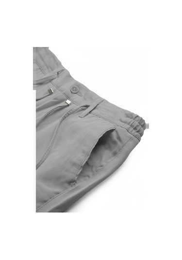 Deepsea Erkek Gri Esnek Kumaş Slim Fit Beli Lastikli Günlük Spor Pantolon 2601070 Gri