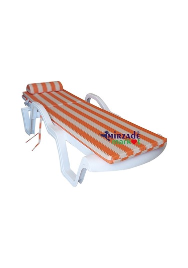 Mirzademarket Şezlong Minderi Lüks Su Geçirmez Kumaş Fermuarlı-Turuncu Krem