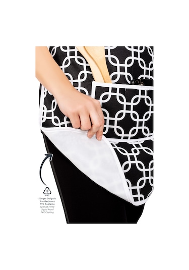 4 Lü Mutfak Çeyiz Seti Mutfak Önlüğü , Fırın Eldiveni Ve Tutacak Takımısiyah Zincir