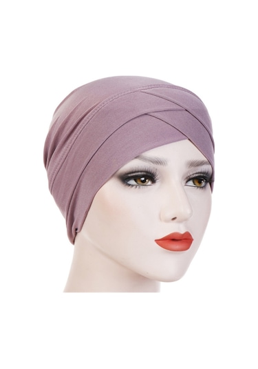 Yystore Dişi Hijab Muslim Hat Elastic Fabric Baz Bone Qzs6886 Mor