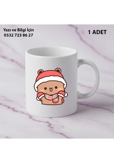 Dudu Ve Bubu Yılbaşı Yeni Yıl Tasarımlı Kişiye Özel İsimli Kupa Bardak Sevgiliye Hediye Beyaz