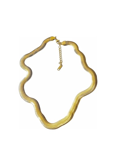 Çelik Kadın Yassı Zincir Kolye Çelik