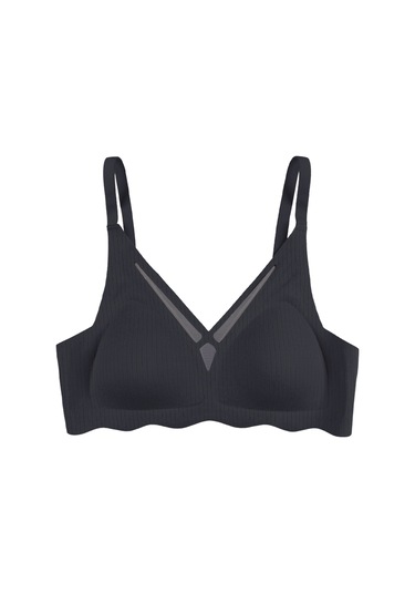 Balensiz Lazer Dikişsiz Dilim Detaylı Dekolteli Sütyen Siyah