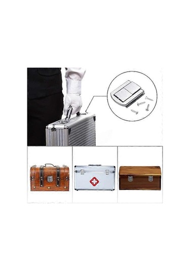 Ahşap Kutu Tokalı Bavul İçin 10 Adet Antika Mandallı Dekoratif Vintage Kilitler Vidalı