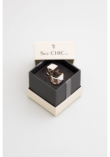 Saklı Mektup 18 Ayar Sarı Altın Kaplama Gümüş Küpe Sarı