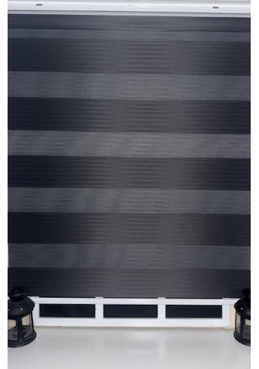 Pileli Antrasit Zebra Stor Kaliteli Güneşlik Perde Stb-131 Gri