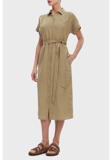 Tommy Hilfiger Bayan Gömlek Elbise Ww0ww44653 Aeh Camel Camel