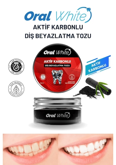 Oral White Aktif Karbonlu Diş Beyazlatma Tozu 50 G