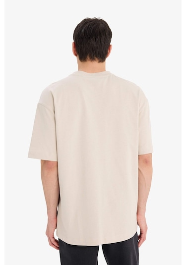 DeFacto Oversize Geniş Kalıp Bisiklet Yaka Basic Düz Kısa Kollu Tişört E6885AXNSBG106